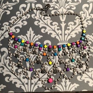 multicolored statement gem necklace